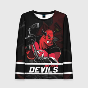 Женский лонгслив 3D с принтом Нью Джерси Девилз New Jersey Devils , 100% полиэстер | длинные рукава, круглый вырез горловины, полуприлегающий силуэт | devils | hockey | new jersey | new jersey devils | nhl | usa | девилз | нхл | ньюджерси | ньюджерси девилз | спорт | сша | хоккей | шайба