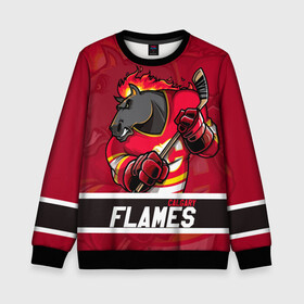 Детский свитшот 3D с принтом Калгари Флэймз Calgary Flames , 100% полиэстер | свободная посадка, прямой крой, мягкая тканевая резинка на рукавах и понизу свитшота | Тематика изображения на принте: calgary | calgary flames | flames | hockey | nhl | usa | калгари | калгари флэймз | нхл | спорт | сша | флэймз | хоккей | шайба