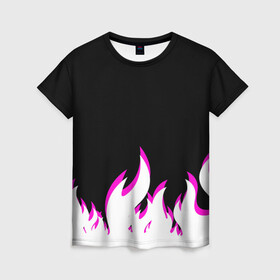 Женская футболка 3D с принтом Розовое Пламя , 100% полиэфир ( синтетическое хлопкоподобное полотно) | прямой крой, круглый вырез горловины, длина до линии бедер | минимализм | огонь | пламя | рисунок | розовое пламя