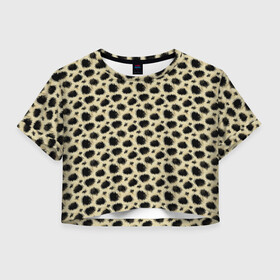 Женская футболка Crop-top 3D с принтом Шкура Леопарда (Leopard) , 100% полиэстер | круглая горловина, длина футболки до линии талии, рукава с отворотами | jaguar | leopard | ocelot | predator | гепард | дикая кошка | животное | зверь | кот | леопард | леопардовые пятна | оцелот | хищная кошка | хищник | ягуар