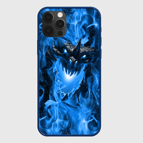 Чехол для iPhone 12 Pro Max с принтом Дракон в синем пламени Dragon in blue flame , Силикон |  | dragon | дракон | миф | монстр | огонь | пламя | фэнтези