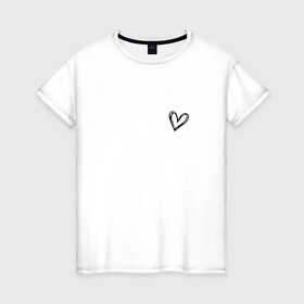 Женская футболка хлопок с принтом Сердечко крохотное , 100% хлопок | прямой крой, круглый вырез горловины, длина до линии бедер, слегка спущенное плечо | девушке | крохотное | любовь | на подарок | сердце | страсть