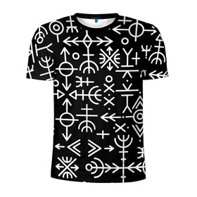 Мужская футболка 3D спортивная с принтом Скандинавские руны Славянские символы , 100% полиэстер с улучшенными характеристиками | приталенный силуэт, круглая горловина, широкие плечи, сужается к линии бедра | runes | викинг | викинги | древние знаки | знаки | норвегия | норвежские | руны | русь | символы | скандинавия | скандинавские | славяне | славянская символика