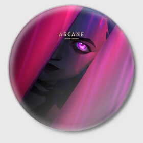Значок с принтом Arcane Джинкc ,  металл | круглая форма, металлическая застежка в виде булавки | arcane | аркейн | джинкс | легенд | лига