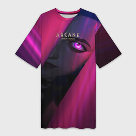 Платье-футболка 3D с принтом Arcane Джинкc ,  |  | arcane | аркейн | джинкс | легенд | лига