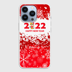 Чехол для iPhone 13 Pro с принтом Happy New Year 2022. ,  |  | 2022 | happy new year | merry christmas | год тигра | зима близко | нг | новогодний | новогодний тигр | новый год | новый год 2022 | рождество | символ 2022 года | снег | снежинки | тигр