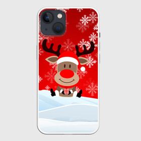 Чехол для iPhone 13 с принтом Новогодний Олень сидит в снегу. ,  |  | 2022 | happy new year | merry christmas | год тигра | зима близко | нг | новогодний | новогодний олень | новогодний тигр | новый год | новый год 2022 | олень | олень с подарком | рождество | символ 2022 года | снег | снежинки