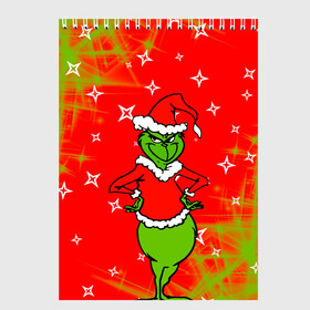 Скетчбук с принтом Новогодний Grinch на танцполе. , 100% бумага
 | 48 листов, плотность листов — 100 г/м2, плотность картонной обложки — 250 г/м2. Листы скреплены сверху удобной пружинной спиралью | 2022 | grinch | happy new year | merry christmas | год тигра | гринч | зима близко | нг | новогодний | новый год | новый год 2022 | рождество | снег | снежинки