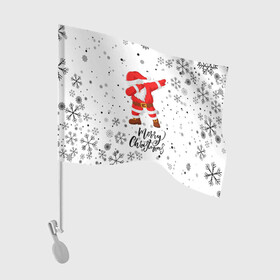 Флаг для автомобиля с принтом Santa Dabbing идет снег. , 100% полиэстер | Размер: 30*21 см | Тематика изображения на принте: 2022 | dabbing | happy new year | merry christmas | santa dabbing | год тигра | зима близко | нг | новогодний | новогодний тигр | новый год | новый год 2022 | рождество | символ 2022 года | снег | снежинки