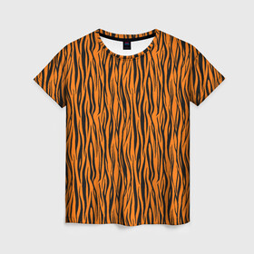 Женская футболка 3D с принтом Тигровые Полосы , 100% полиэфир ( синтетическое хлопкоподобное полотно) | прямой крой, круглый вырез горловины, длина до линии бедер | animal | beast | cat | predator | tiger | амурский тигр | белый тигр | год тигра | животное | зверь | кот | полосатая кошка | саблезубый тигр | тигр | хищник | царь джунглей | шерхан