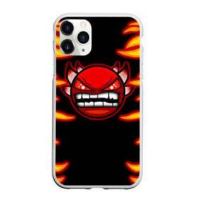 Чехол для iPhone 11 Pro матовый с принтом Geometry Dash Smiley demon , Силикон |  | angry | crazy | demon | devil | evil | fire | geometry dash | icons | robtop | smile | геомерия даш | геометри деш | геометри дэш | геометрия дэш | демон | злой смайл | игра геометрия дэш | иконки | огненный | огонь | пламя | платформер