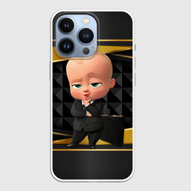 Чехол для iPhone 13 Pro с принтом BOSS gold  black ,  |  | Тематика изображения на принте: baby | boss | boss baby | босс | босс молокосос | маленький босс | малыш | мальчик | молокосос | ребенок