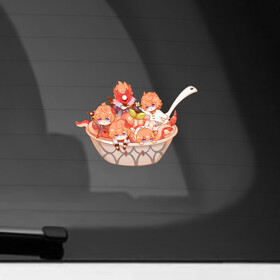 Наклейка на автомобиль с принтом Блюдо из чиби Тартальи , ПВХ |  | Тематика изображения на принте: genshin impact | арт | аякс | ли юэ | осьминог | рисунок | тарталья | чайльд | чиби