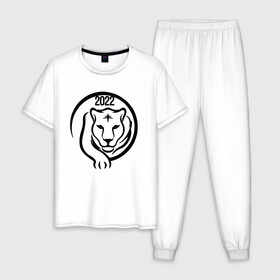 Мужская пижама хлопок с принтом ТигрРр 2022 , 100% хлопок | брюки и футболка прямого кроя, без карманов, на брюках мягкая резинка на поясе и по низу штанин
 | Тематика изображения на принте: 2022 | кот | лев | новый год | тигр