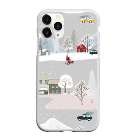 Чехол для iPhone 11 Pro Max матовый с принтом Нoвoгодние Праздники продолжаются 2022 , Силикон |  | 2022 | год | дома | елки | зима | каникулы | новый | праздник | радость | рождество | санки | снег | снеговик | снежки