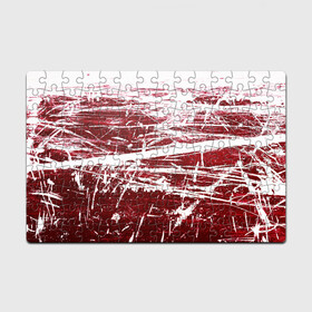 Головоломка Пазл магнитный 126 элементов с принтом CRAZY RED , полимерный материал с магнитным слоем | 126 деталей, размер изделия —  180*270 мм | абстракция | красно белый | красный | пестрый | царапины