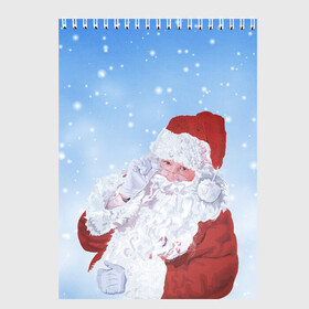 Скетчбук с принтом Дедушка мороз , 100% бумага
 | 48 листов, плотность листов — 100 г/м2, плотность картонной обложки — 250 г/м2. Листы скреплены сверху удобной пружинной спиралью | new year | арт | графика | дед мороз | зима | новый год | рождество | санта