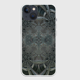 Чехол для iPhone 13 с принтом Коллекция Фрактальная мозаика Серо-голубой 292-4 ,  |  | abstraction | black | dark | fractal | gray | grayblue | symmetrical | абстракция | серый | симметричный | темный | фрактал | черный