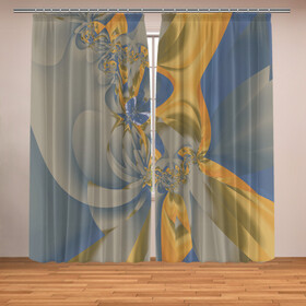 Фотошторы с принтом Орхидеи Небо и песок Абстракция 403-1 , Блэкаут (светозащита 90%) / Габардин (светозащита 40% | 2 полотна шириной по 145 см; Высота 200-300 см; Крепление: шторная лента (на крючки); | abstraction | blue | flowers | fractal | ornament | pattern | yellow | абстракция | желтый | орнамент | узор | фрактал | цветы