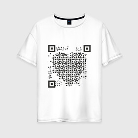 Женская футболка хлопок Oversize с принтом QR Love , 100% хлопок | свободный крой, круглый ворот, спущенный рукав, длина до линии бедер
 | coronavirus | covid | covid19 | l | qr code | qr код | sputnik | вакцина | вакцинация | вирус | здоровье | изоляция | иммунитет | карантин | ковид | код | корона | коронавирус | маркировка | маска | пандемия | паспорт