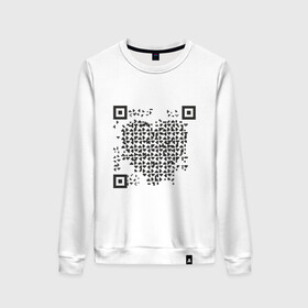 Женский свитшот хлопок с принтом QR Love , 100% хлопок | прямой крой, круглый вырез, на манжетах и по низу широкая трикотажная резинка  | coronavirus | covid | covid19 | l | qr code | qr код | sputnik | вакцина | вакцинация | вирус | здоровье | изоляция | иммунитет | карантин | ковид | код | корона | коронавирус | маркировка | маска | пандемия | паспорт