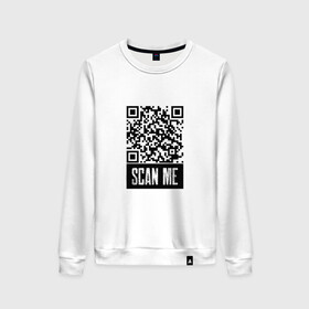 Женский свитшот хлопок с принтом QR Scan , 100% хлопок | прямой крой, круглый вырез, на манжетах и по низу широкая трикотажная резинка  | coronavirus | covid | covid19 | qr code | qr код | sputnik | вакцина | вакцинация | вирус | здоровье | изоляция | иммунитет | карантин | ковид | код | корона | коронавирус | маркировка | маска | пандемия | паспорт | прививка