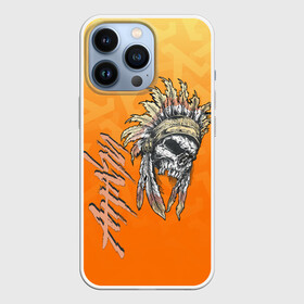 Чехол для iPhone 13 Pro с принтом Краснокожий ,  |  | Тематика изображения на принте: индейцы | краснокожие | североамериканские | череп