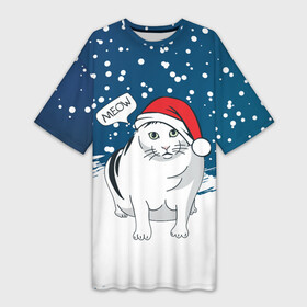 Платье-футболка 3D с принтом НОВОГОДНИЙ КОТ БЕНДЕР (МЕМ) ,  |  | 2022 | 22 | bender | cat | christmas | meme | memes | meow | merry | new | snow | winter | year | бендер | год | зима | кот | кошка | мем | мемы | мяй | новый | рождество | снег | толстый