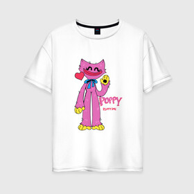 Женская футболка хлопок Oversize с принтом Kissy Missy Poppy Playtime , 100% хлопок | свободный крой, круглый ворот, спущенный рукав, длина до линии бедер
 | huggy | kissy | missy | playtime | poppy | wuggy | вагги | ваги | киси | кисси | миси | мисси | хагги | хаги