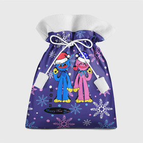 Подарочный 3D мешок с принтом New Year Huggy Wuggy Kissy Missy , 100% полиэстер | Размер: 29*39 см | huggy | kissy | missy | playtime | poppy | wuggy | вагги | ваги | киси | кисси | миси | мисси | хагги | хаги