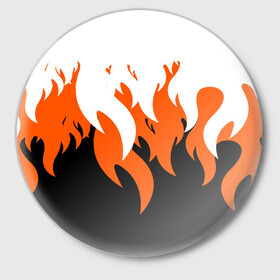 Значок с принтом Оранжевый Огонь ,  металл | круглая форма, металлическая застежка в виде булавки | минимализм | огонь | оранжевый огонь | пламя | рисунок