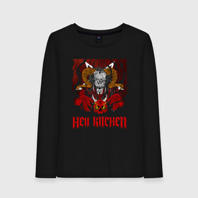 Женский лонгслив хлопок с принтом HLKTCHN Six Six Six Collection , 100% хлопок |  | hardcore | hell kitchen | magic | occultism | pentagramm | shaman | shell shock recordings | skull | voodoo