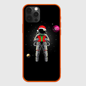 Чехол для iPhone 12 Pro Max с принтом Астронавт с подарком Astronaut and Gift , Силикон |  | Тематика изображения на принте: space | астронавт | дед мороз | звезда | космонавт | космос | новый год | планета | подарок | рождество | санта