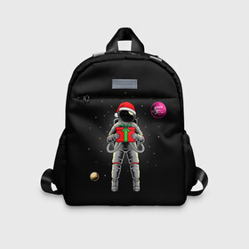 Детский рюкзак 3D с принтом Астронавт с подарком / Astronaut and Gift , 100% полиэстер | лямки с регулируемой длиной, сверху петелька, чтобы рюкзак можно было повесить на вешалку. Основное отделение закрывается на молнию, как и внешний карман. Внутри дополнительный карман. По бокам два дополнительных кармашка | Тематика изображения на принте: space | астронавт | дед мороз | звезда | космонавт | космос | новый год | планета | подарок | рождество | санта