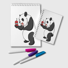 Блокнот с принтом Взрывная панда , 100% бумага | 48 листов, плотность листов — 60 г/м2, плотность картонной обложки — 250 г/м2. Листы скреплены удобной пружинной спиралью. Цвет линий — светло-серый
 | Тематика изображения на принте: bomb | dinamit | panda | бомба | динамит | животное | панда