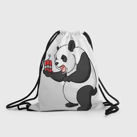 Рюкзак-мешок 3D с принтом Взрывная панда , 100% полиэстер | плотность ткани — 200 г/м2, размер — 35 х 45 см; лямки — толстые шнурки, застежка на шнуровке, без карманов и подкладки | bomb | dinamit | panda | бомба | динамит | животное | панда