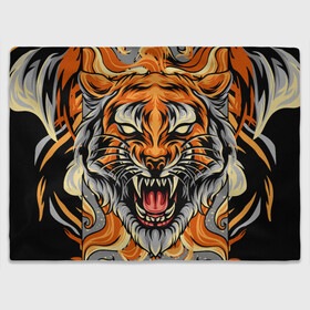 Плед 3D с принтом Символ года тигр в гневе , 100% полиэстер | закругленные углы, все края обработаны. Ткань не мнется и не растягивается | 2022 | большая кошка | животное | новый год | символ года | тигр | хищник