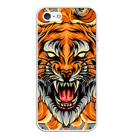 Чехол для iPhone 5/5S матовый с принтом Символ года тигр в гневе , Силикон | Область печати: задняя сторона чехла, без боковых панелей | 2022 | большая кошка | животное | новый год | символ года | тигр | хищник