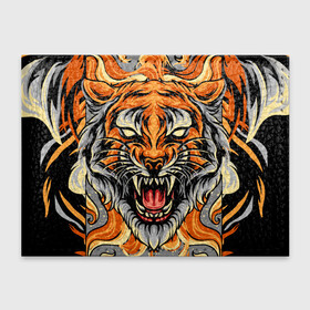 Обложка для студенческого билета с принтом Символ года тигр в гневе , натуральная кожа | Размер: 11*8 см; Печать на всей внешней стороне | 2022 | большая кошка | животное | новый год | символ года | тигр | хищник