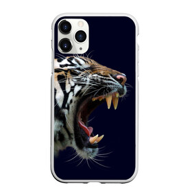 Чехол для iPhone 11 Pro матовый с принтом Оскал тигра | Большая кошка , Силикон |  | 2022 | big teeth | fangs | grin | tiger | tigr | tigris | большая кошка | большие зубы | клыки | новый год | оскалиться | острые клыки | полосатая кошка | скалить | скалить зубы | тигр