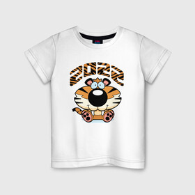 Детская футболка хлопок с принтом Год тигра  2022 , 100% хлопок | круглый вырез горловины, полуприлегающий силуэт, длина до линии бедер | 2022 | мульты | надписи | новый год | праздник | приколы | тигр | тигрёнок