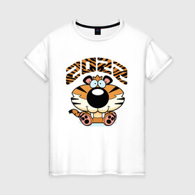 Женская футболка хлопок с принтом Год тигра  2022 , 100% хлопок | прямой крой, круглый вырез горловины, длина до линии бедер, слегка спущенное плечо | 2022 | мульты | надписи | новый год | праздник | приколы | тигр | тигрёнок