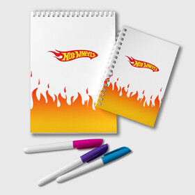 Блокнот с принтом Hot Wheels | Logo | Fire , 100% бумага | 48 листов, плотность листов — 60 г/м2, плотность картонной обложки — 250 г/м2. Листы скреплены удобной пружинной спиралью. Цвет линий — светло-серый
 | Тематика изображения на принте: auto | bone shaker | fire | hot wheels | logo | mattel | rd02 | twin mill | авто | автомобиль | ам | горячие колёса | лого | логотип | огненная | огонь | хот велс | эмблема