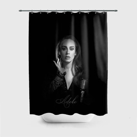 Штора 3D для ванной с принтом Adele Icon , 100% полиэстер | плотность материала — 100 г/м2. Стандартный размер — 146 см х 180 см. По верхнему краю — пластиковые люверсы для креплений. В комплекте 10 пластиковых колец | девушка | имя | микрофон | певица | фото