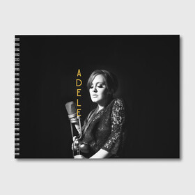 Альбом для рисования с принтом Певица Adele , 100% бумага
 | матовая бумага, плотность 200 мг. | девушка | имя | микрофон | надпись | певица