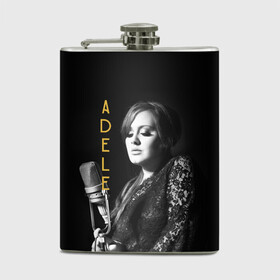 Фляга с принтом Певица Adele , металлический корпус | емкость 0,22 л, размер 125 х 94 мм. Виниловая наклейка запечатывается полностью | девушка | имя | микрофон | надпись | певица