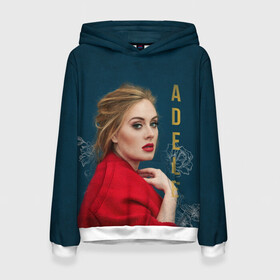 Женская толстовка 3D с принтом Portrait Adele , 100% полиэстер  | двухслойный капюшон со шнурком для регулировки, мягкие манжеты на рукавах и по низу толстовки, спереди карман-кенгуру с мягким внутренним слоем. | имя | лицо | надпись | певица | портрет