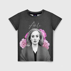Детская футболка 3D с принтом Flowers Adele , 100% гипоаллергенный полиэфир | прямой крой, круглый вырез горловины, длина до линии бедер, чуть спущенное плечо, ткань немного тянется | имя | надпись | певица | текстура | цветы
