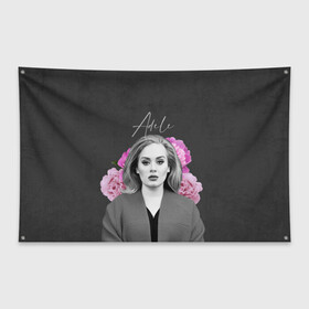 Флаг-баннер с принтом Flowers Adele , 100% полиэстер | размер 67 х 109 см, плотность ткани — 95 г/м2; по краям флага есть четыре люверса для крепления | имя | надпись | певица | текстура | цветы