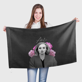 Флаг 3D с принтом Flowers Adele , 100% полиэстер | плотность ткани — 95 г/м2, размер — 67 х 109 см. Принт наносится с одной стороны | имя | надпись | певица | текстура | цветы